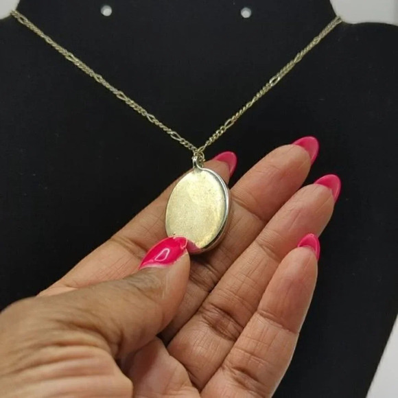 Art Print pendant Necklace EUC Jewelry Standing Madonna Child - Picture 3 of 5